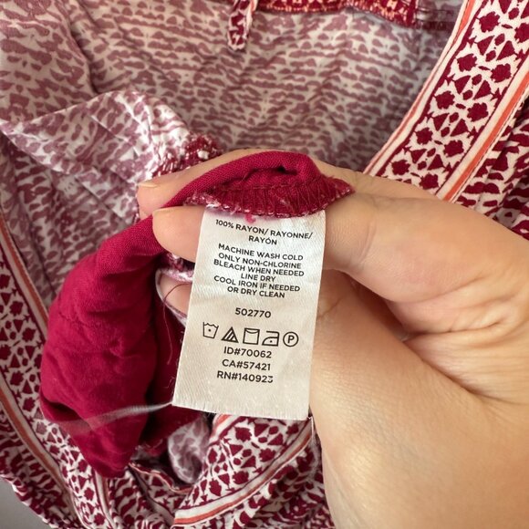 Loft Pink & White Sleeveless Patterned Jumpsuit Smocked Waist Deep V-neck - Picture 7 of 7